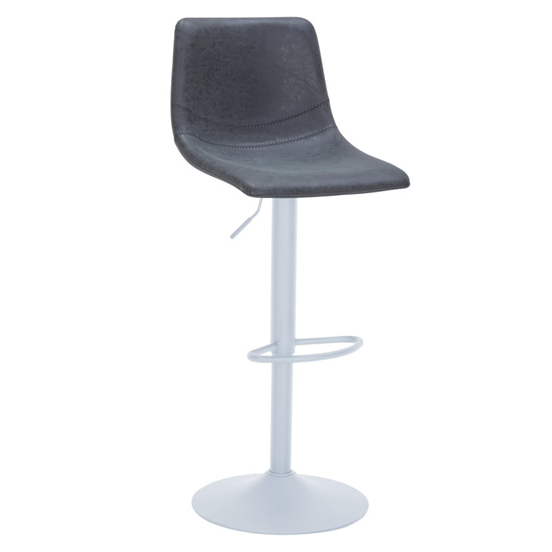 Tabouret de bar à hauteur réglable revêtu de cuir avec base en fer blanc, Noir anthracite