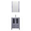 24 po W Gris foncé pour la salle de bain, comptoir en céramique blanche, robinet, 22 miroirs - Surface de salle de bain avec surface à gratter et à gratter-1357065851