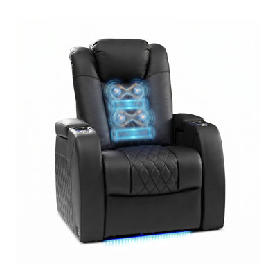 Genuine Leather Home Theater Seating Recliner Sofa With Triple-motor Zero Gravity, Adjustable Headrest, 3-mode Back Massage, And 7-color Ambient Lighting For Movie Nights, Gaming, And Modern Living