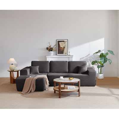 Canapé modulaire 104 po Cloud avec méridienne en forme de L et poches latérales