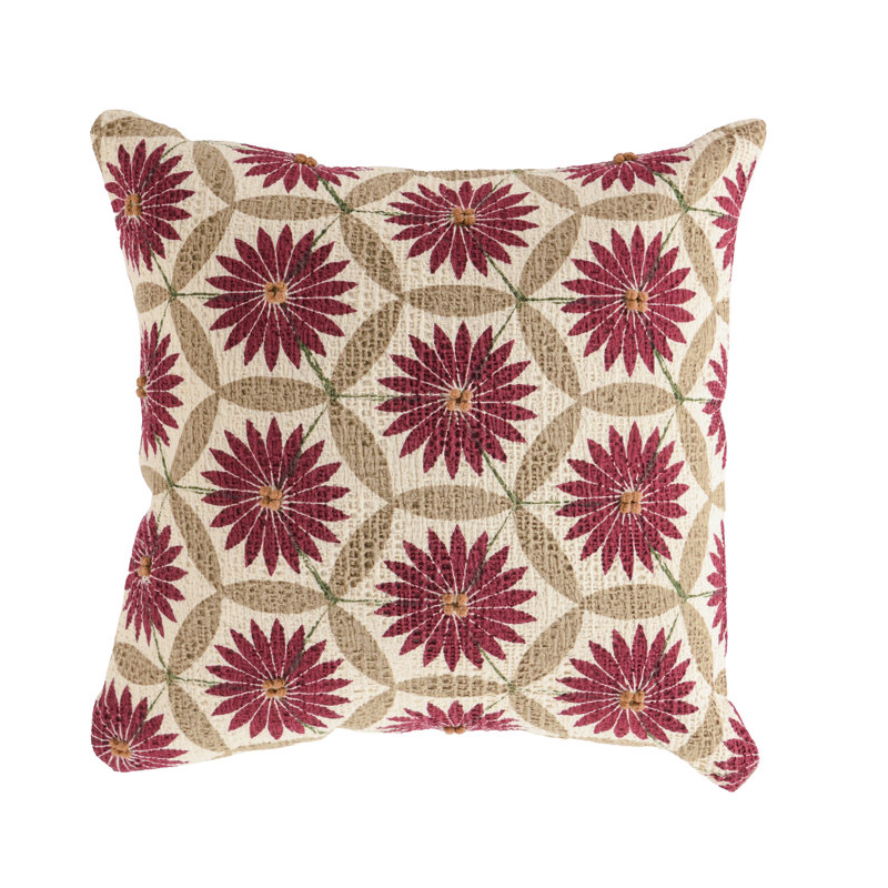Coussin 100% coton, IVOIRE / VIN, polyester