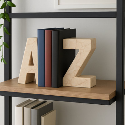 Ensemble de 2 serre-livres décoratifs en marbre champagne naturel Creative Home, style AZ