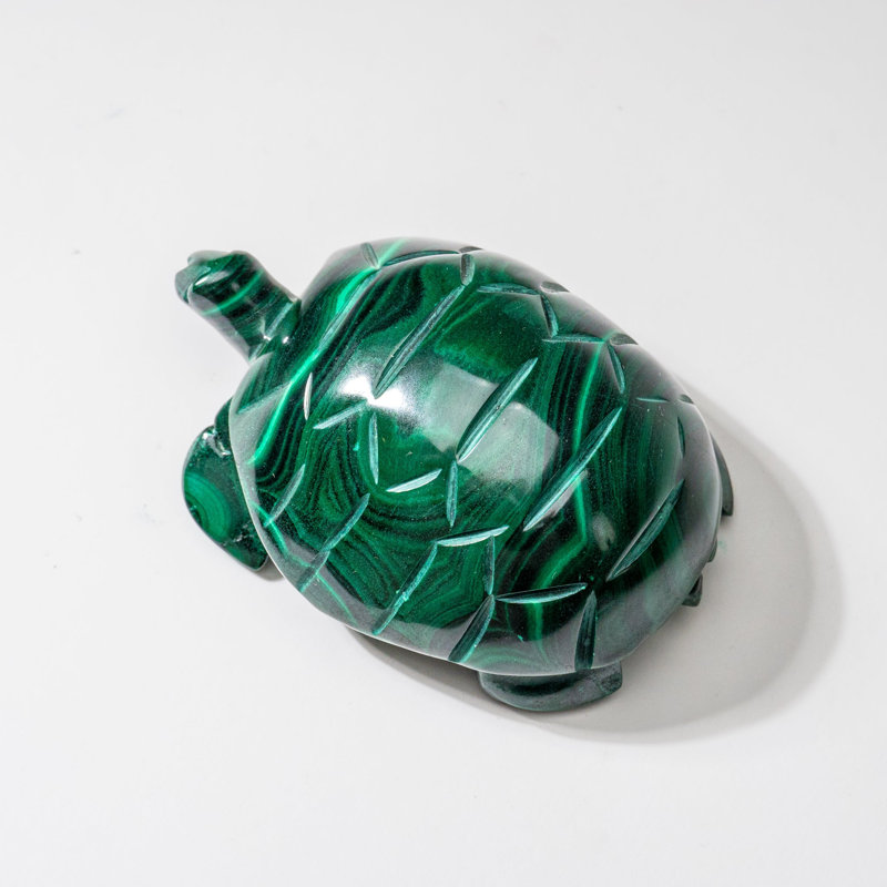 Genuine Polished Malachite Turtle Carving (335 grams)