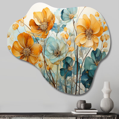Deville - Botanicals Cloud Metal Wall Art, Teal Asymmetrical Metal Art Print