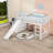 Twin Wood Loft Bed With Storge Staircase, Convertible Ladder And Slide-418993915