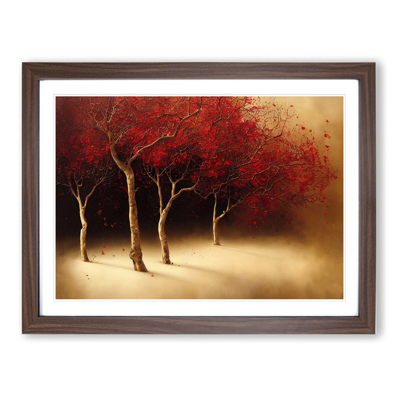 Impactful Trees - Single Picture Frame Print, 46cm H x 64cm W x 2cm D, Walnut