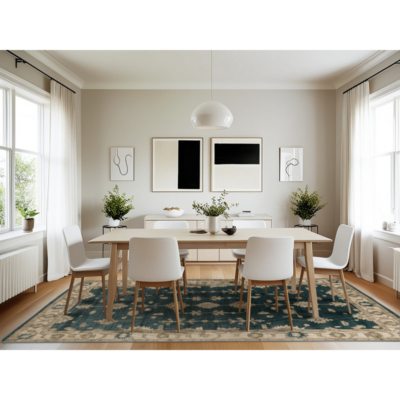 Machine Washable Overdyed Green Area Rug, Rectangle 7' x 10'