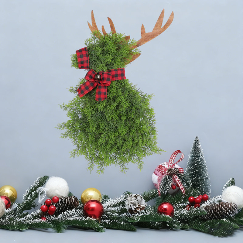 Couronne de wapiti en forme de pin, décoration de Noël, décoration de Noël, cadeaux de Noël