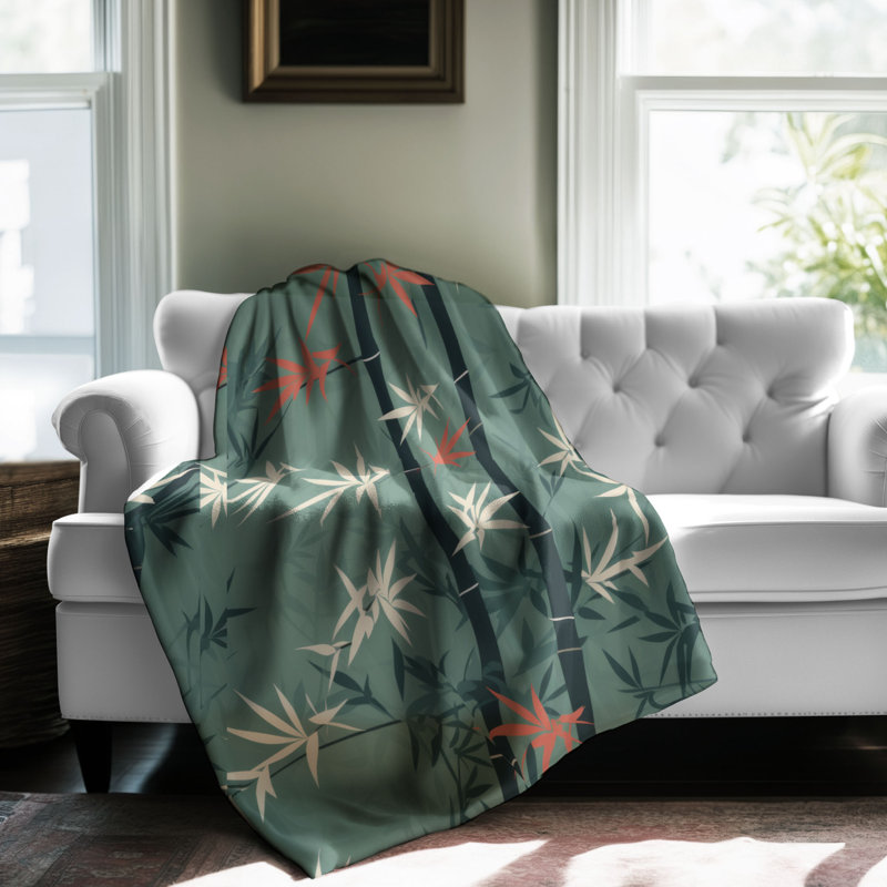 Imprimé bambou - couverture en sherpa de qualité supérieure 1 pièce, L 60 po x l 50 po