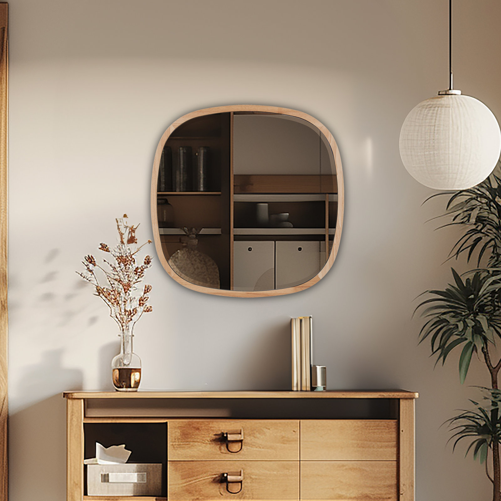Cartwell 26" Oak Accent Mirror, 25.5" x 25.5"