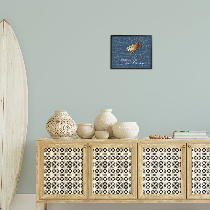«Hooked On Fishing», estampe numérique, conception de Holly Thomas Stein, H 11 po x l 14 po, Giclée encadrée noir minuit