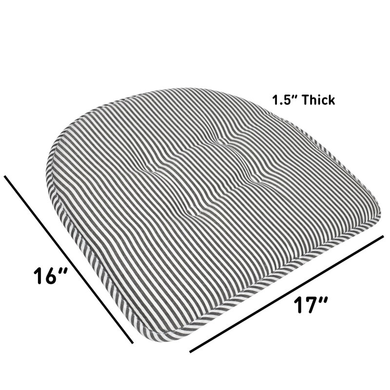 Coussins de chaise d'intérieur en mousse à mémoire de forme Pinstripe 17 po x 16 po, 6, Gris anthracite