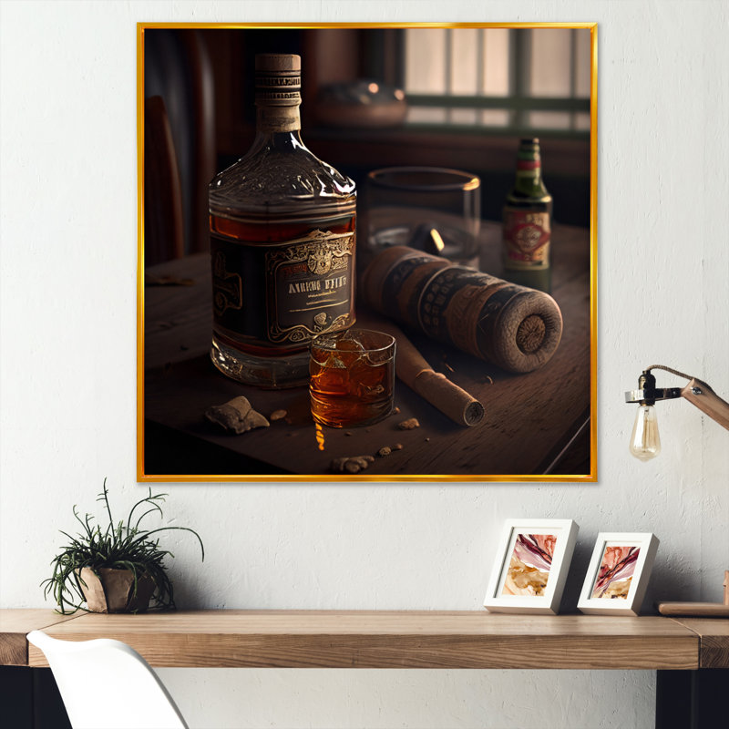 «Alhanol with Cigars IV», impression sur toile, H 16 po x l 16 po x P 1 po, Cadre flottant doré