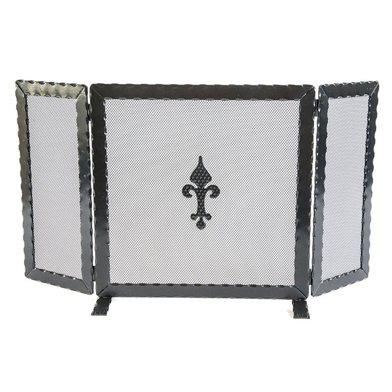 Bolick 3 Panel Iron Fireplace Screen, 46.5cm H x 86cm W x 19cm