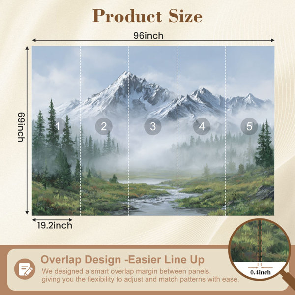 Red Barrel Studio Peel and Stick Wallpaper Mountain Forest Landscape ...