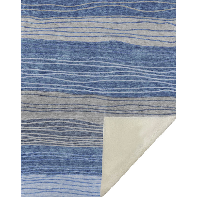 Jeté à rayures Addison Sherpa ASB735, Bleu