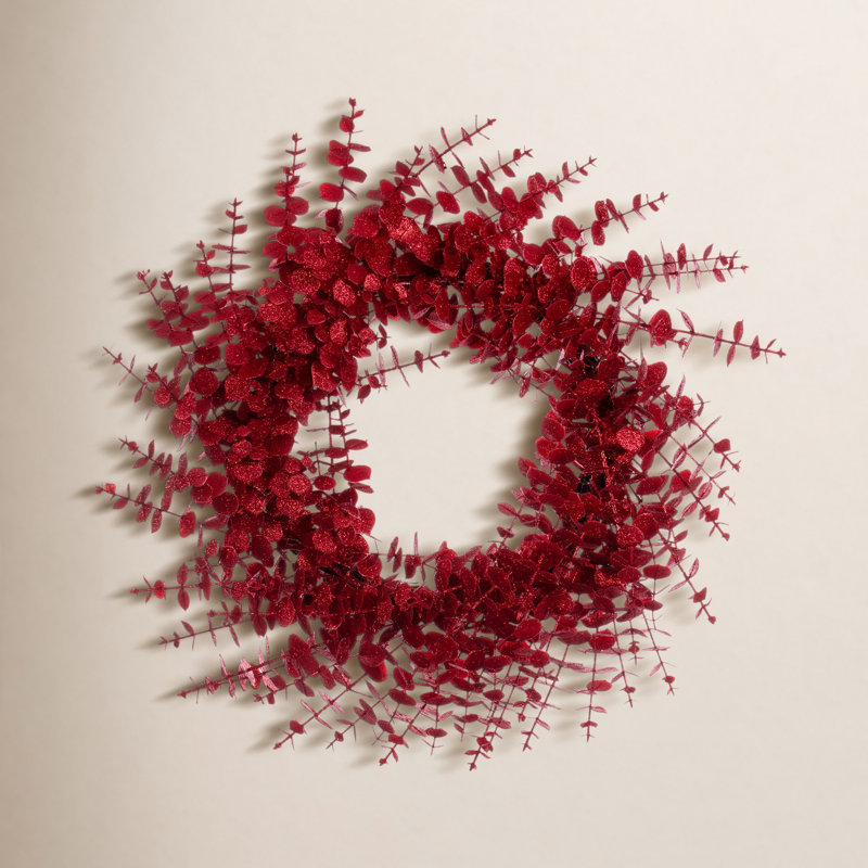 Couronne d'eucalyptus artificiel 24 po, Rouge