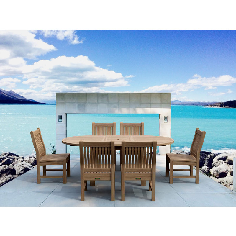 Ensemble repas 7 pièces avec coussins sunbrella teck Farnam