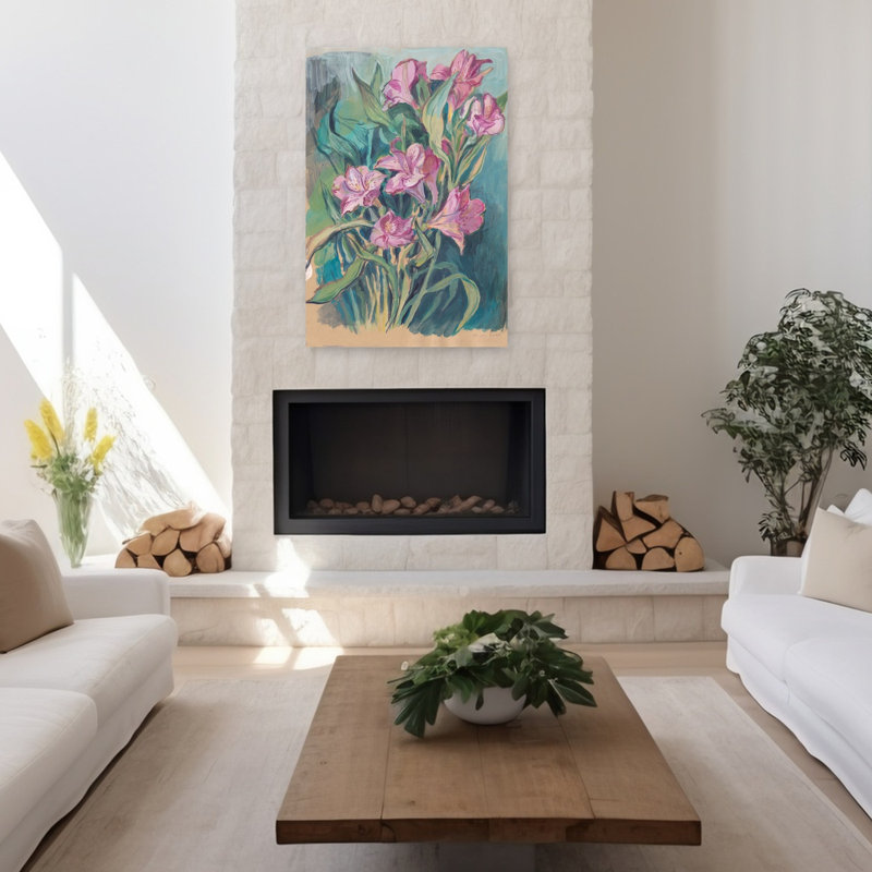 Art contemporain, art mural romantique, H 48 po x l 32 po