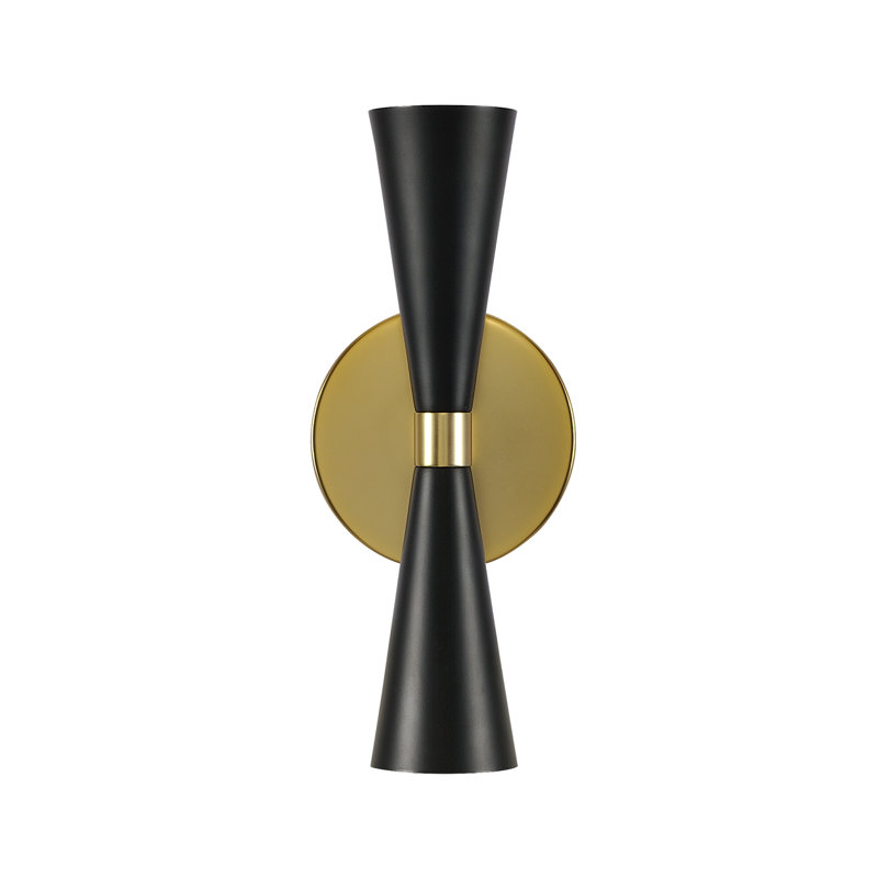 Black and Brass Mid-Century Modern Dimmable Wall Sconce