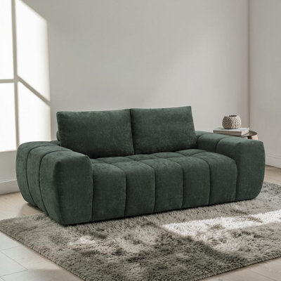 Canapé moderne compressé avec coussins capitonnés et accoudoirs larges, canapé encastré compact