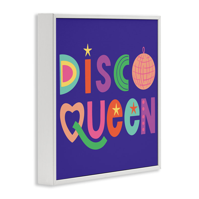 «Disco Queen» avec lettres rétro encadrées, estampe numérique, design par Sazerelli Designs, H 17 po x l 17 po