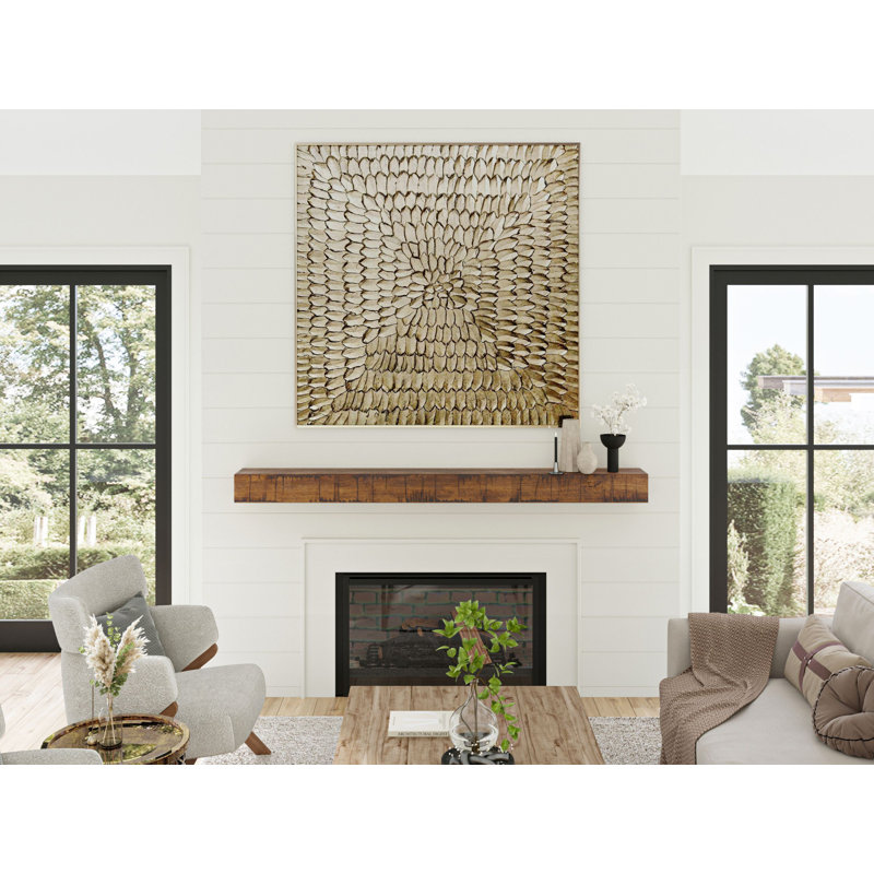 60" Dark Chocolate Stained Poplar Wood Rustic Mantel Shelf