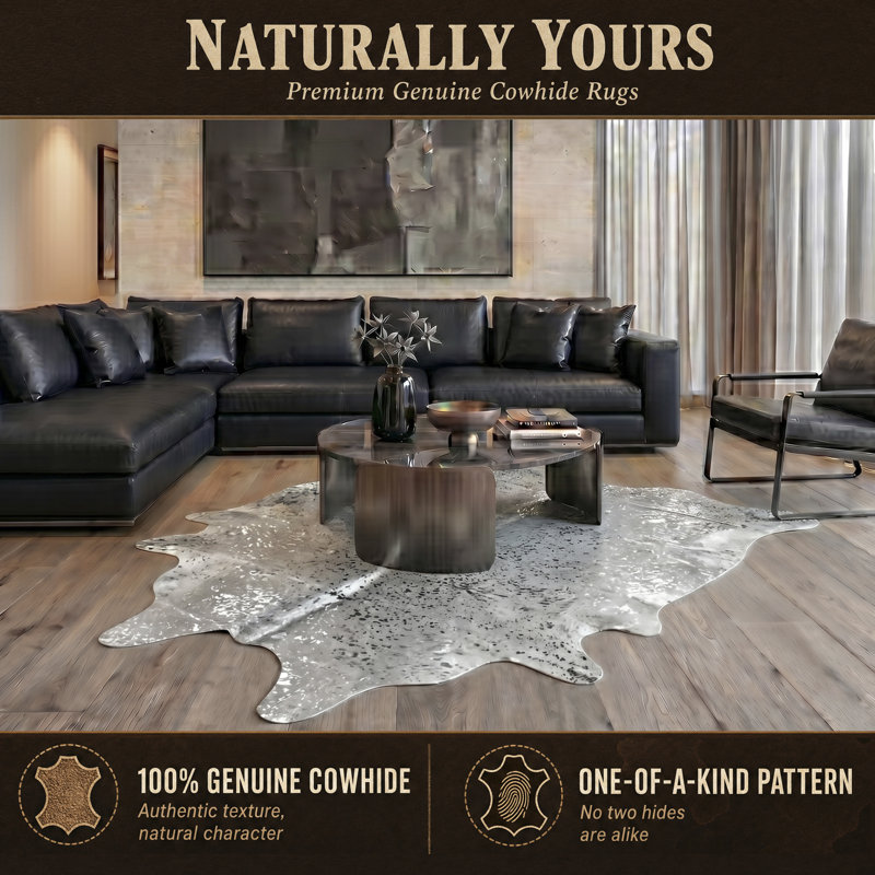 Houchin Performance Cowhide Animal Print Indoor Rug, Novelty 6' x 7'