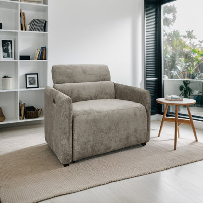 Rondalyn Beige Modern Power Recliner with USB & Type-C Ports, Adjustable Back and Footrest