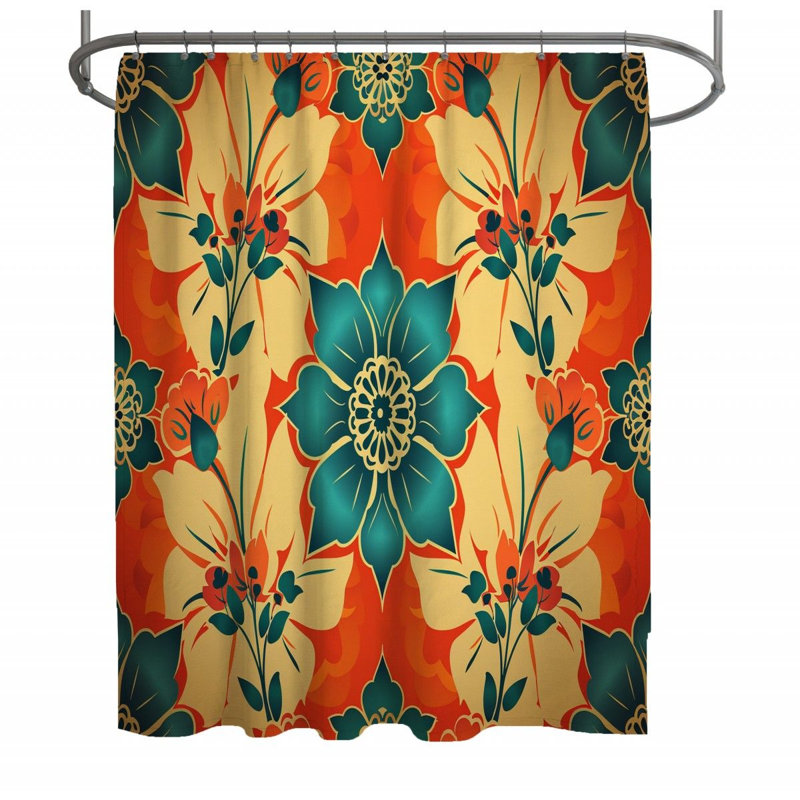 Ornamental Art Bathroom Floral Shower Curtain, 93"H x 70"W