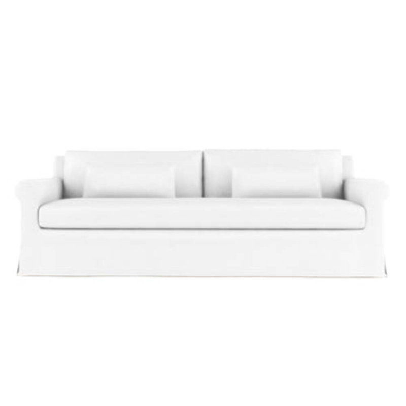 Canapé à accoudoirs arrondis Ludlow, H 34 po x l 84 po x P 42 po, Patiné, Cuir rétro blanc