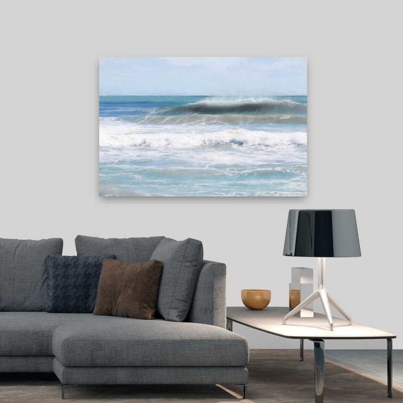 Vagues qui roulent dans un paysage côtier abstrait, H 32 po x l 48 po