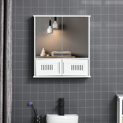 Pawel 55mm W 60mm H Surface Frameless Medicine Cabinet Mirror 1 Fixed