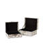 26cm Black and White Faux Leather Storage Box Set with Chrome Geometric Clasps, Decoration Box