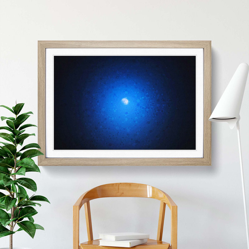 Half Moon in Abstract - Picture Frame Graphic Art Print, 36cm H x 48cm W x 2cm D, Oak Framed