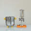 Stainless Steel Ice Bucket With Citron Color Enameled Ball Handles And Feet