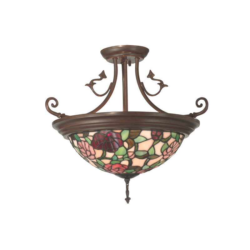 Floral Glass Semi Flush Mount