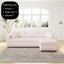 106.3" Soft  3-Person Sofa. Matches 30.7" Ottoman With Hydraulic Lift. Comfortable & Stylish. For Bedroom Light Pink.