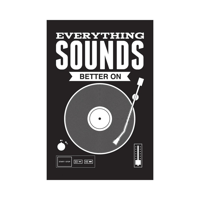 Everything Sounds Better On Vinyl - Black by Benton Park Prints - Print on Canvas, 20.32 cm H x 30.48 cm W, Wrapped Canvas