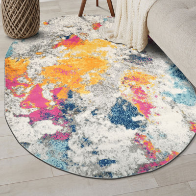 Noires Abstract Ivory/Gray/Blue Area Rug