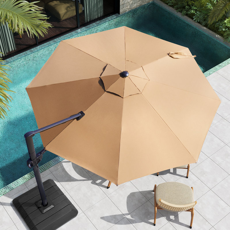 Dantoni 120'' Cantilever Umbrella with Counter Weights Included, Tan