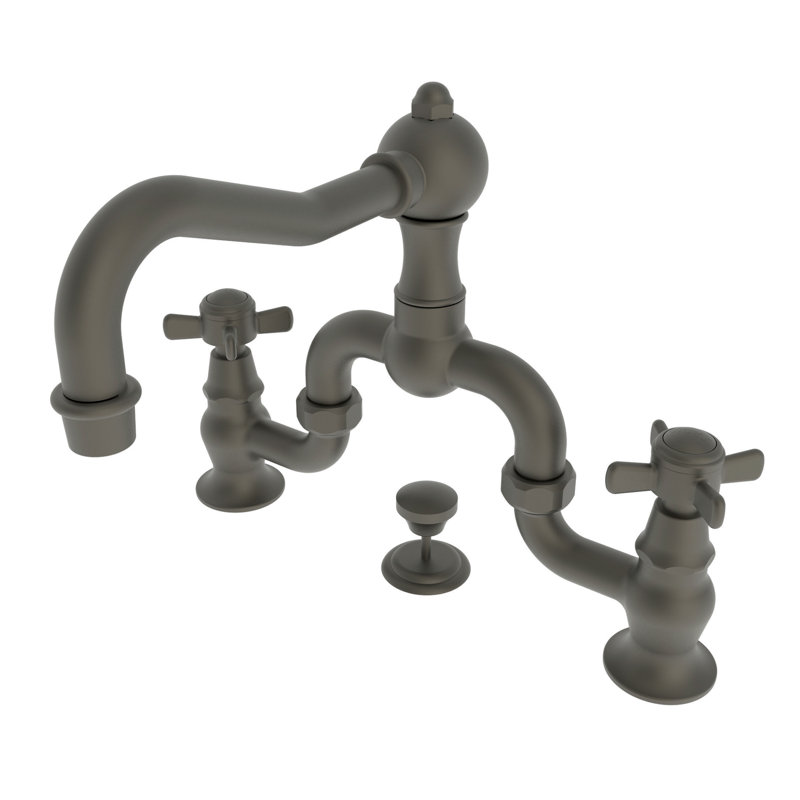Chesterfield Bathroom Bridge Faucet with Drain Assembly, Stainless Steel (PVD), Bridge