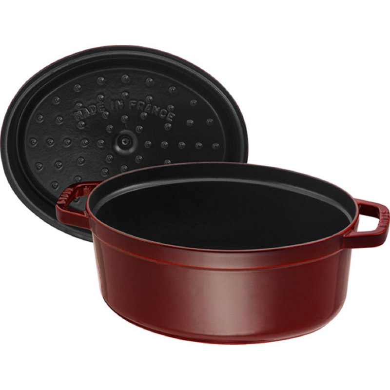 STAUB Oval Cast Iron Cocotte, 29cm, Grenadine