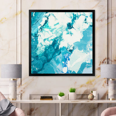 Nuage blanc sur marbre bleu I - peinture sur toile