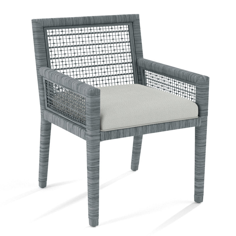 Chaise avec accoudoirs Glinda, Nickel, Tissu vert performance 0851-54