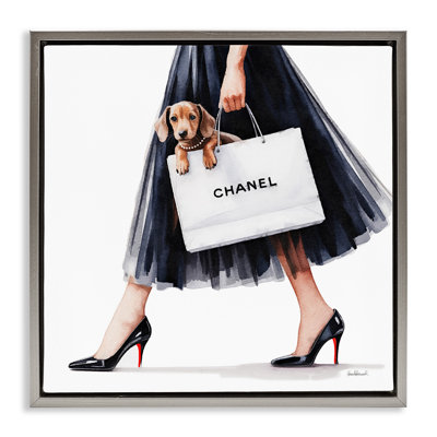 Elegant Dog & Shopping Bag Floating Frame, design by Amanda Greenwood