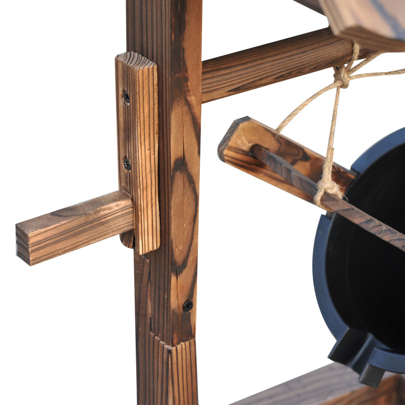 Outdoor Wood Weather Resistant Sculptural Fountain