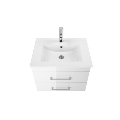 Ensemble de meuble-lavabo en céramique à finition souple blanc brillant