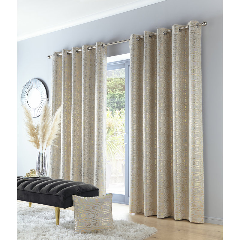 Spiller Room Darkening Curtain Pair, Gold, 168 W x 183 D cm
