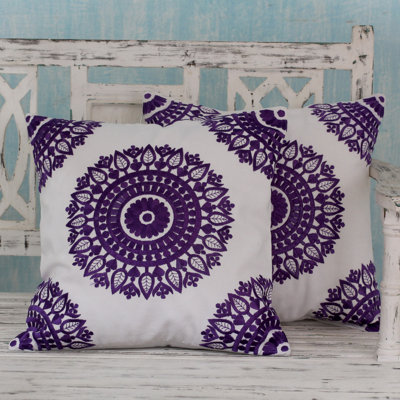 Embroidered Cotton Reversible Pillow Cover
